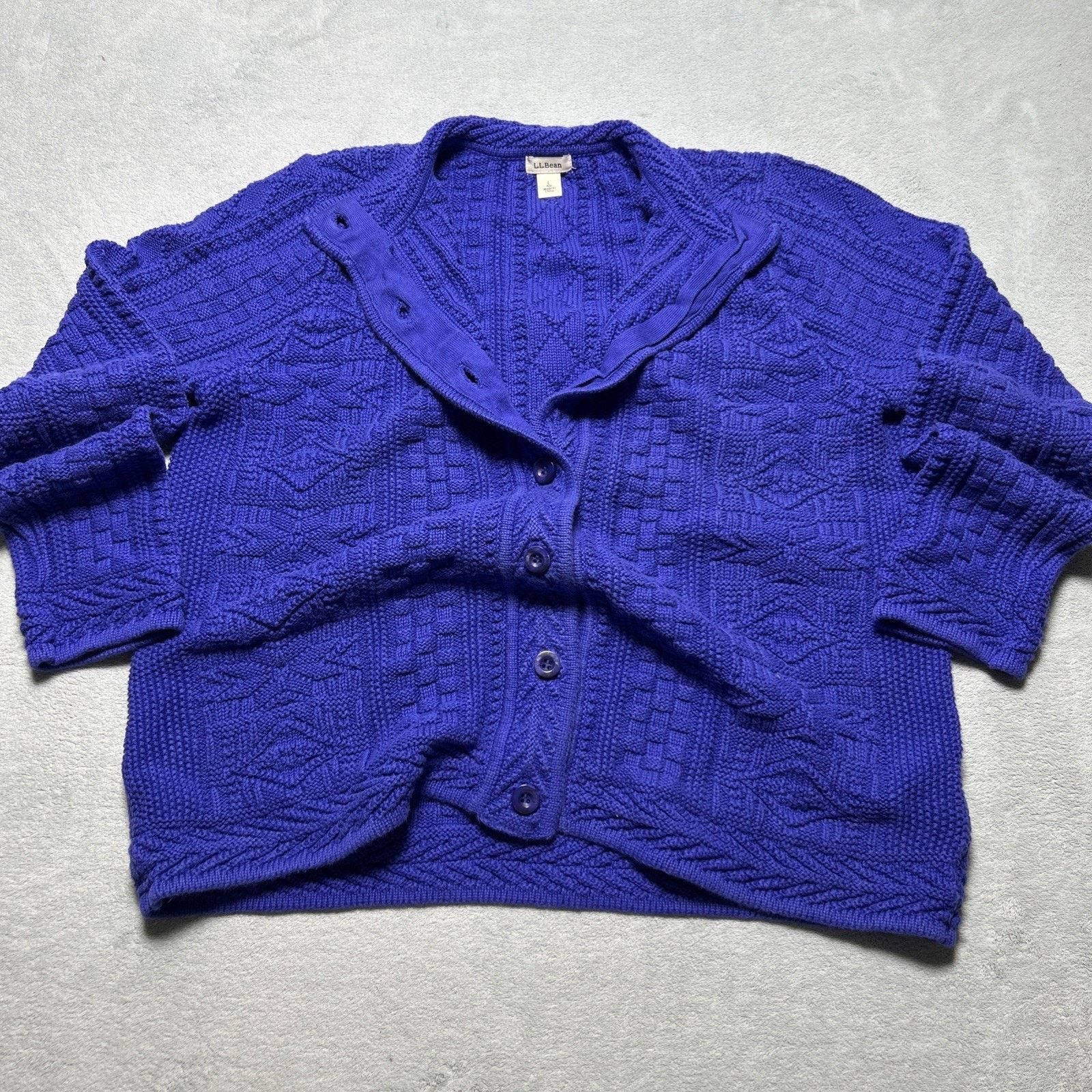 L.L. Bean LL Bean Diamond Knit Cardigan Sweater Womens Large Granola Size L / US 10 / IT 46 - 13 Thumbnail