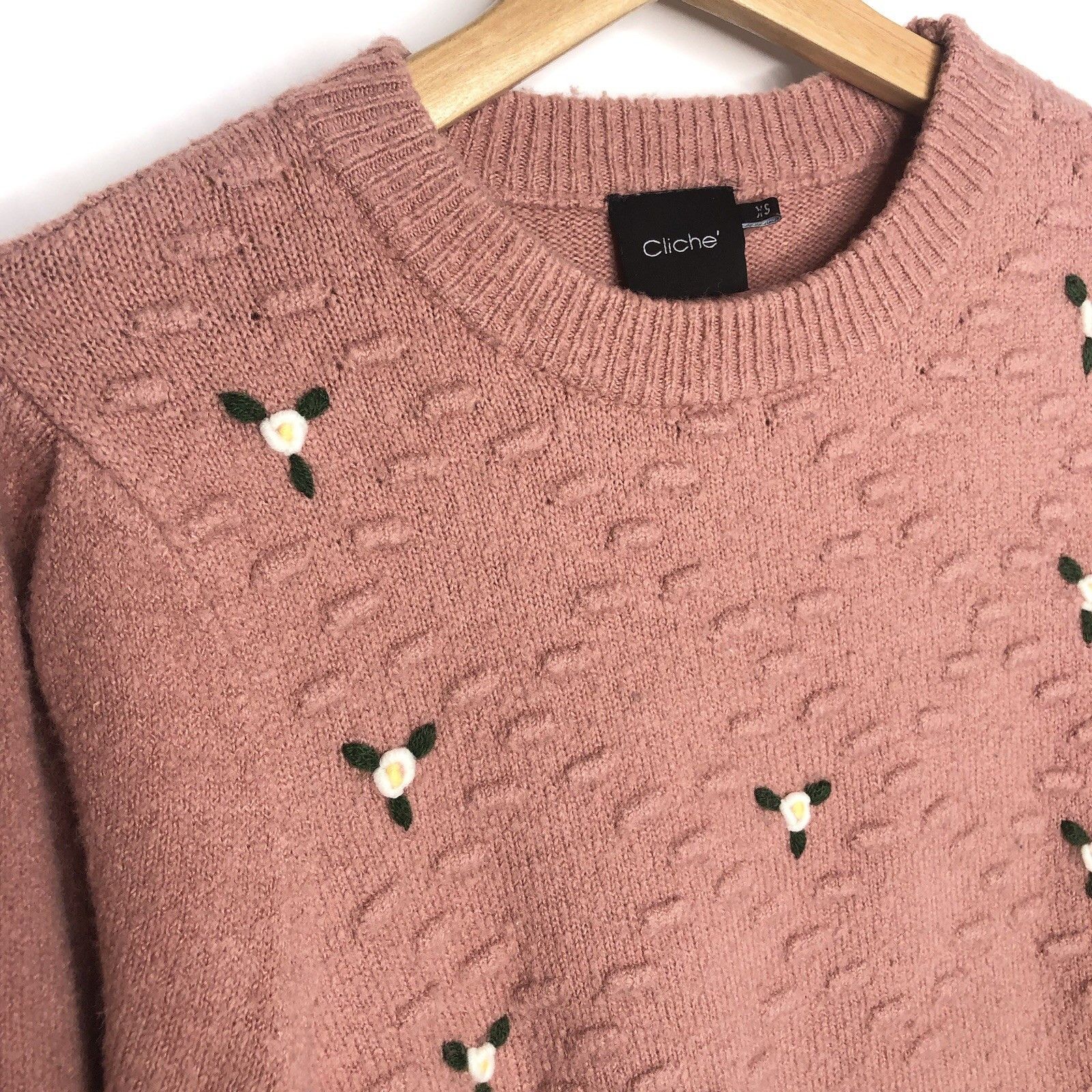 Other Cliche Women Knit Blush Pink Sweater XS Juliet Sleeve Hand Size XS / US 0-2 / IT 36-38 - 2 Thumbnail