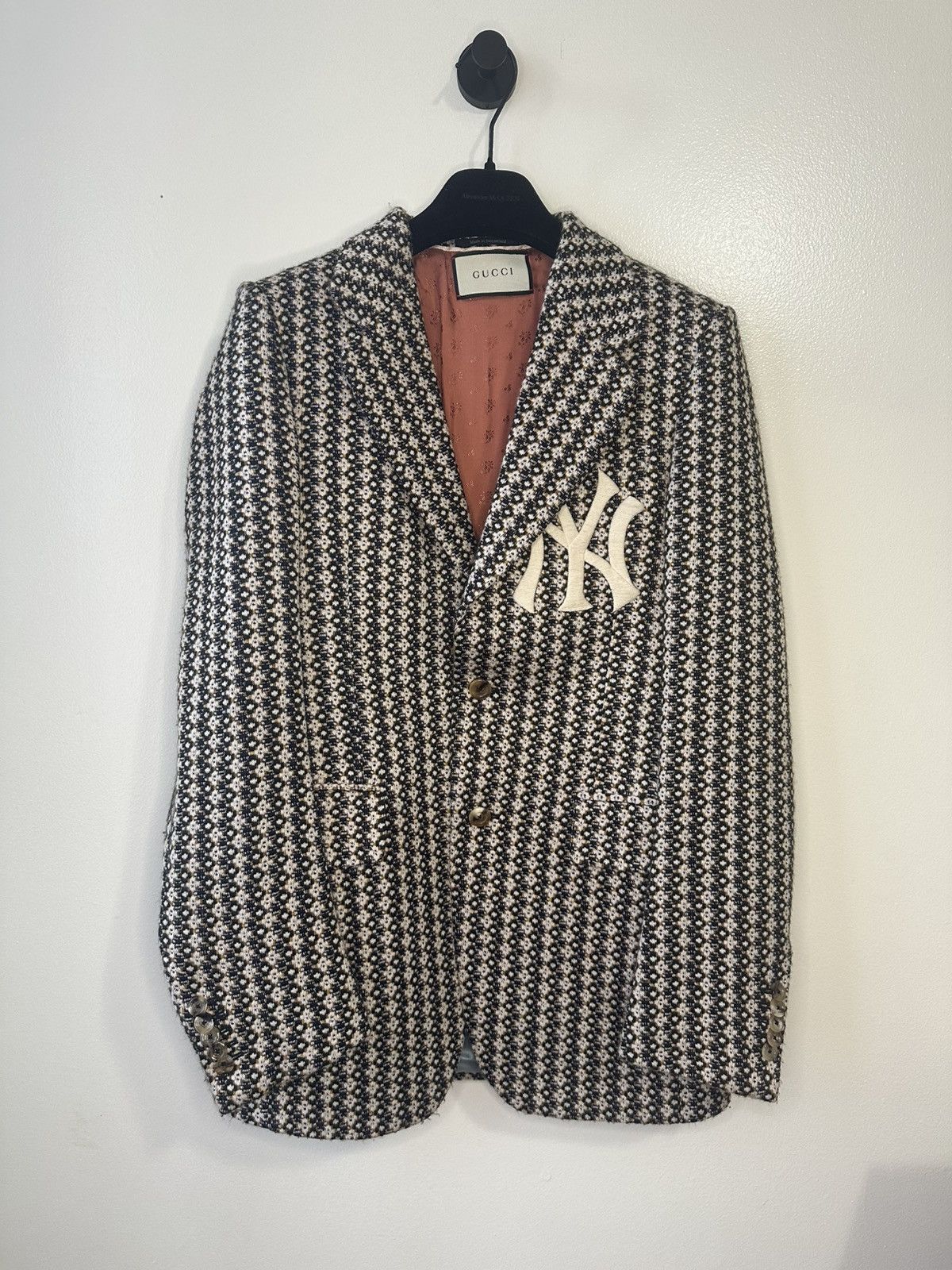 Gucci × MLB Gucci NY Yankees Tweed Blazer IT46 Size 46R - 2 Thumbnail