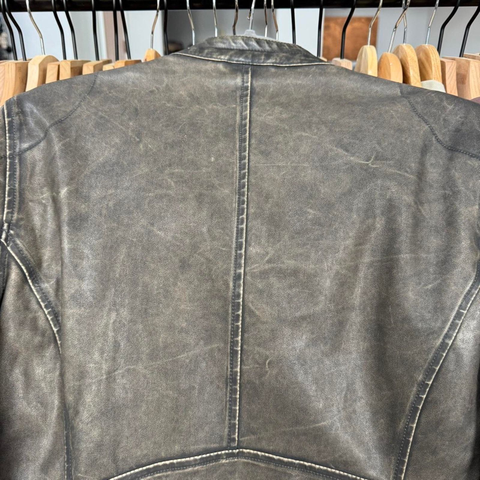 Planet Hollywood Vintage Women's Planet Hollywood New York Leather Jacket Size L / US 10 / IT 46 - 8 Thumbnail