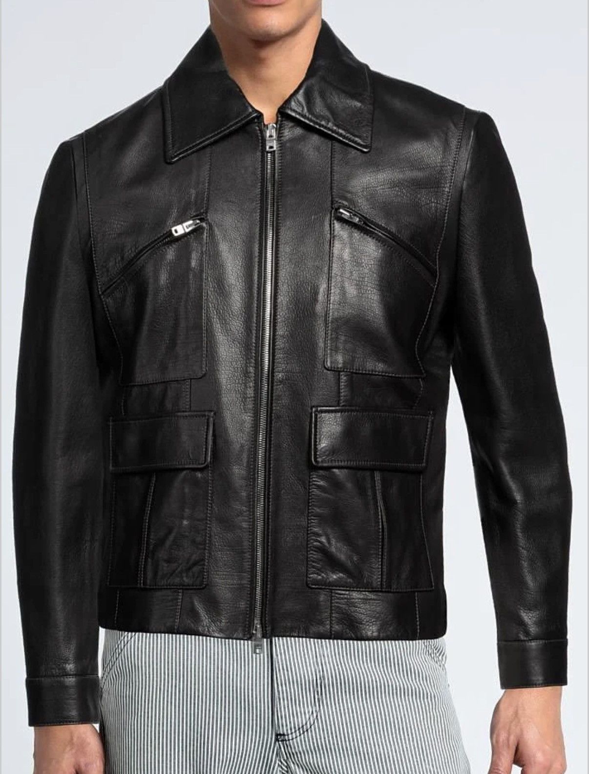 Amiri Amiri Black Leather Single Zip Biker Jacket Sz 48 Small Size US S / EU 44-46 / 1 - 10 Thumbnail