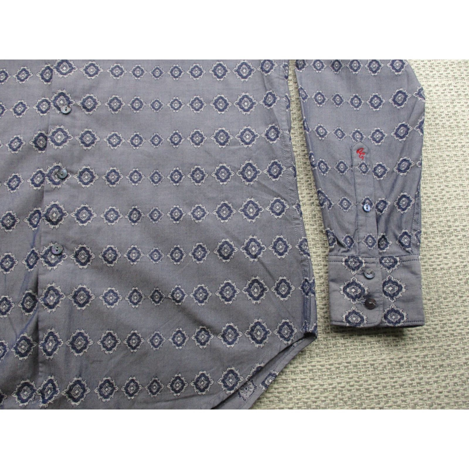 Robert Graham Robert Graham Shirt Mens Small Gray Blue Pattern Button Up Long Sleeve Designer Size US S / EU 44-46 / 1 - 2 Thumbnail