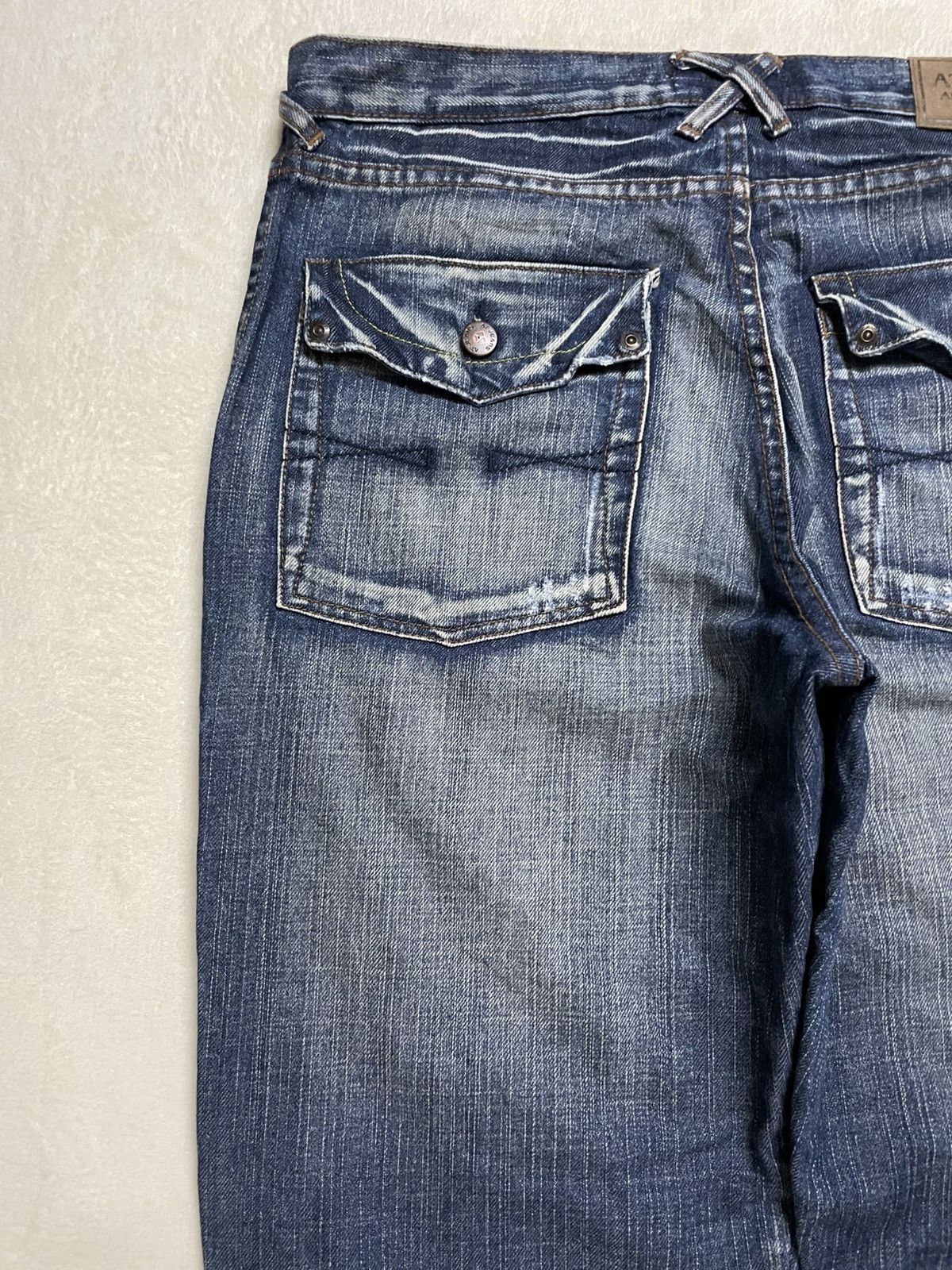 Japanese Brand Vintage AT Jeans Distress Faded Denim Jeans Size US 33 - 14 Thumbnail