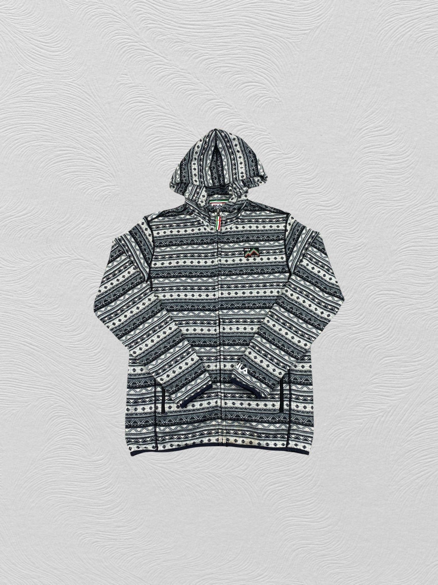 Fila Vintage Fila Pattern Hoodie Fleece Sweater Jacket- J459 Size US S / EU 44-46 / 1 - 4 Thumbnail