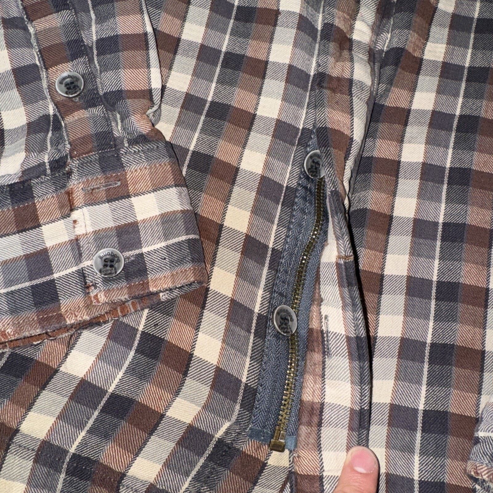 Billabong × Vintage Y2K Billabong Full Zip Flannel Shirt Brown Large 20x26.5 Size US L / EU 52-54 / 3 - 3 Thumbnail