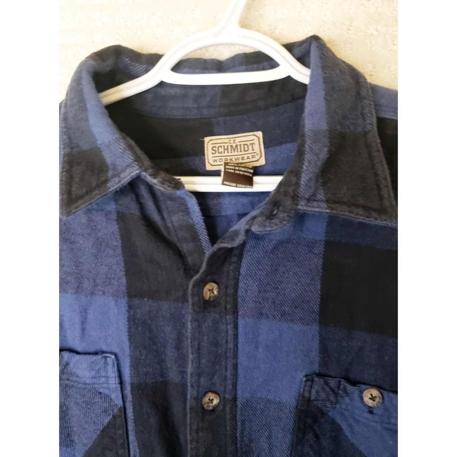 Vintage VINTAGE CE Schmidt Workwear Shacket Mens 2XL BLUE BLACK Plaid Button Heavy Flannel Shirt Size US XXL / EU 58 / 5 - 4 Thumbnail