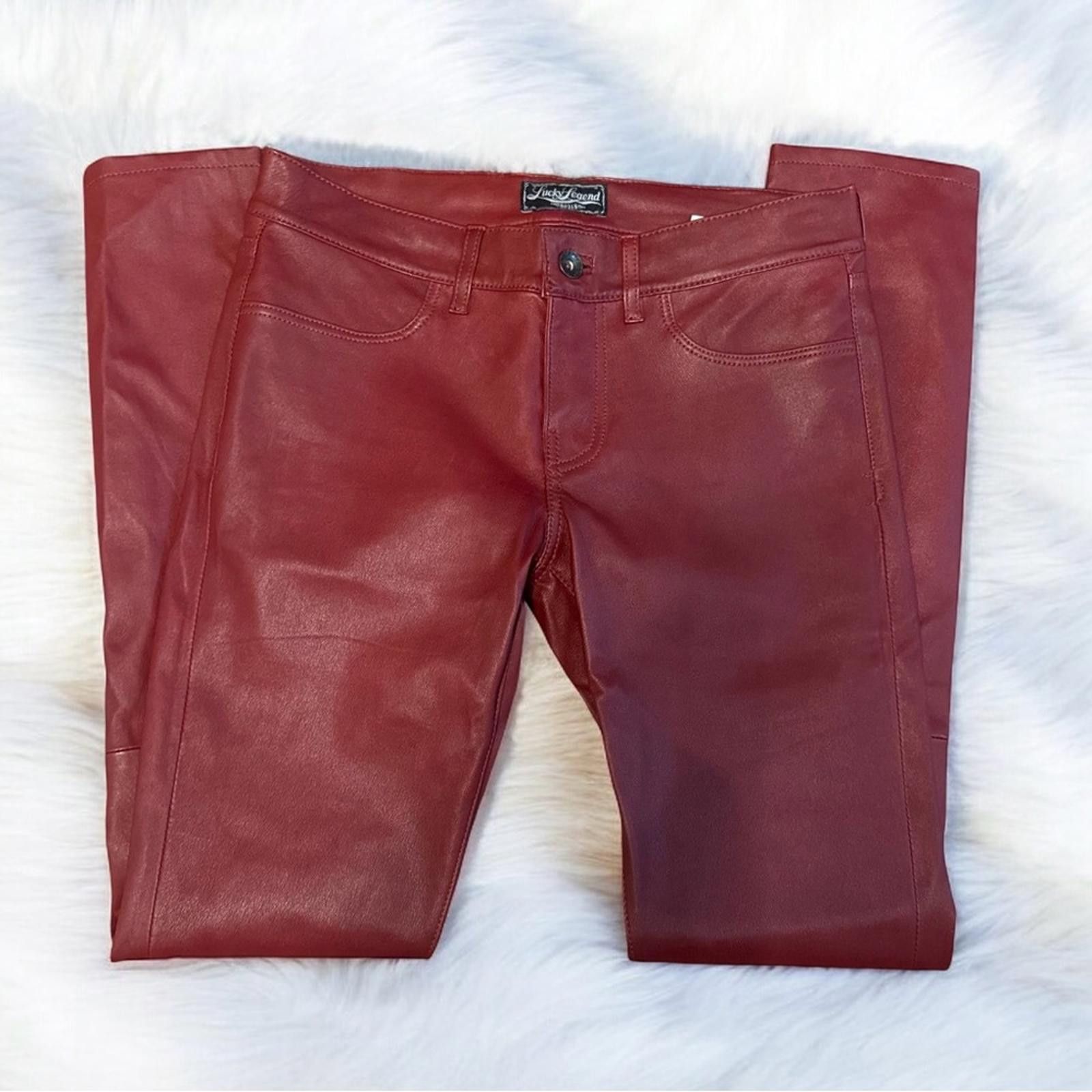 Other Lambskin Red Leather Pants Size 26" / US 2 / IT 38 - 1 Thumbnail