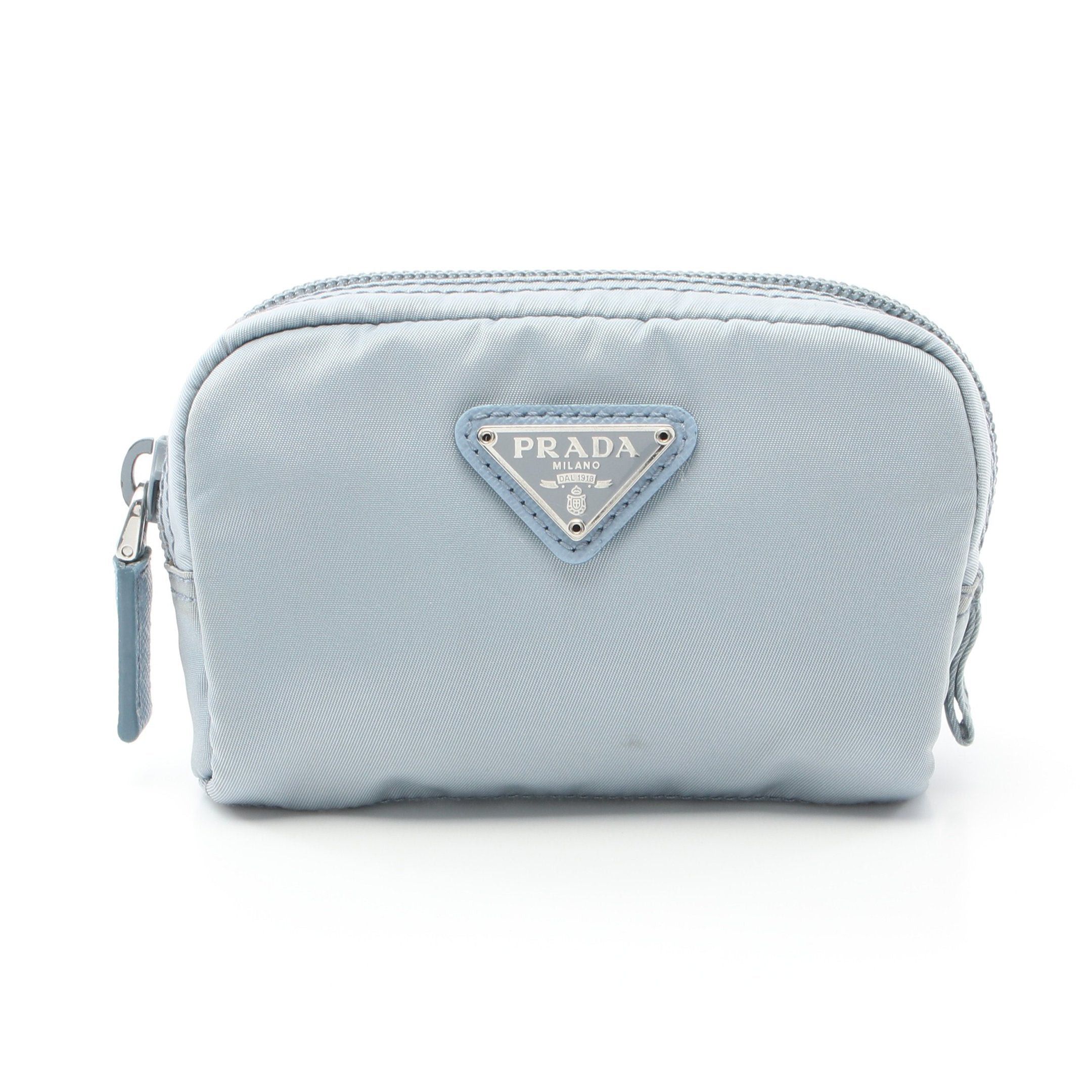 Prada Prada Vera Pouch Nylon Saffiano Leather Blue Gray Size ONE SIZE - 1 Thumbnail