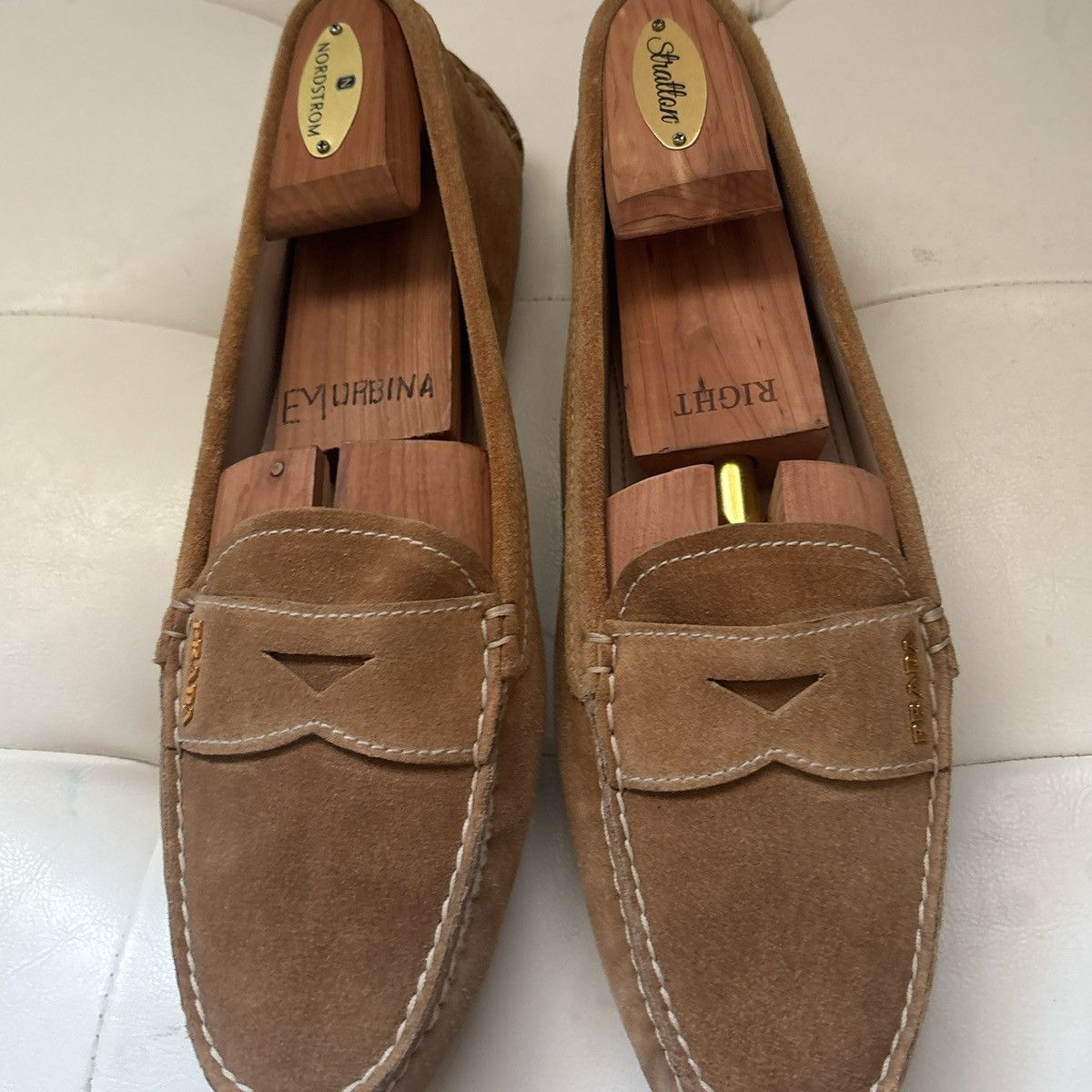 Prada Prada Brown Suede Penny Loafers Size US 9.5 / IT 39.5 - 2 Thumbnail