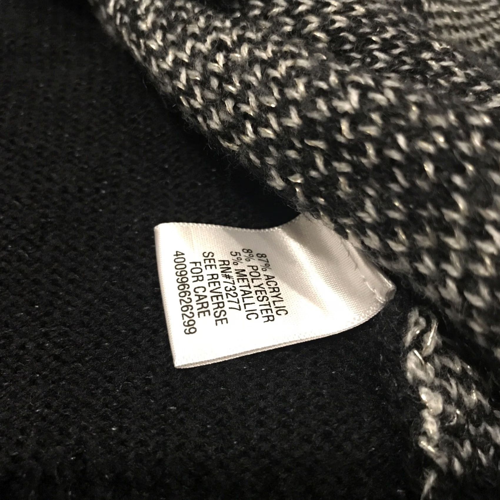Vintage Candies Cardigan Womens XL Black White Open Acrylic Knit Long Sleeve A32 Size XL / US 12-14 / IT 48-50 - 3 Thumbnail