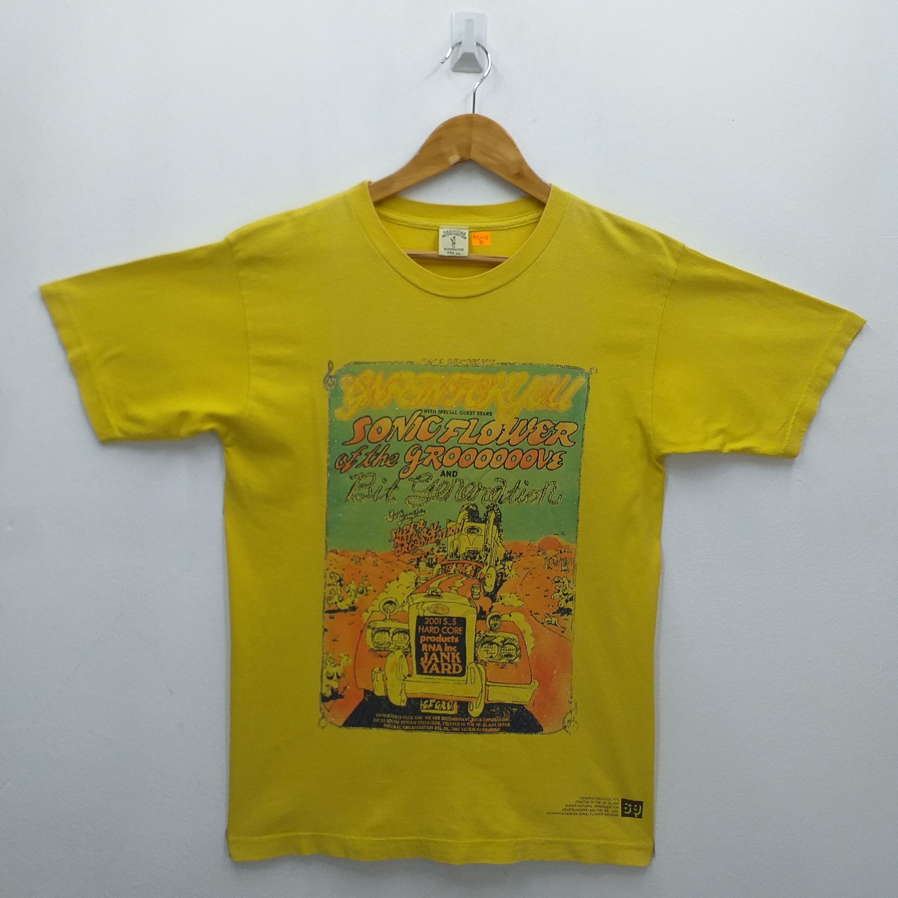image of Alternative x Vintage Rna Sonic Flower Of The Groove Tshirt Tee -E110 in Yellow, Men's (Size Medium