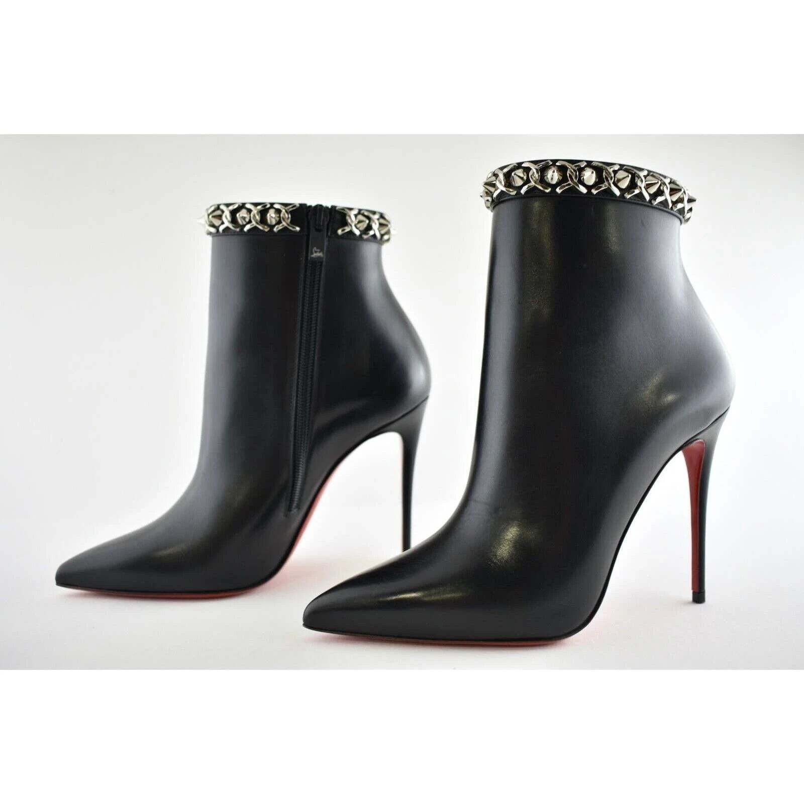 Christian Louboutin Christian Louboutin Booty Chain 100 Black Calf Leather Ankle Size US 7.5 / IT 37.5 - 9 Thumbnail