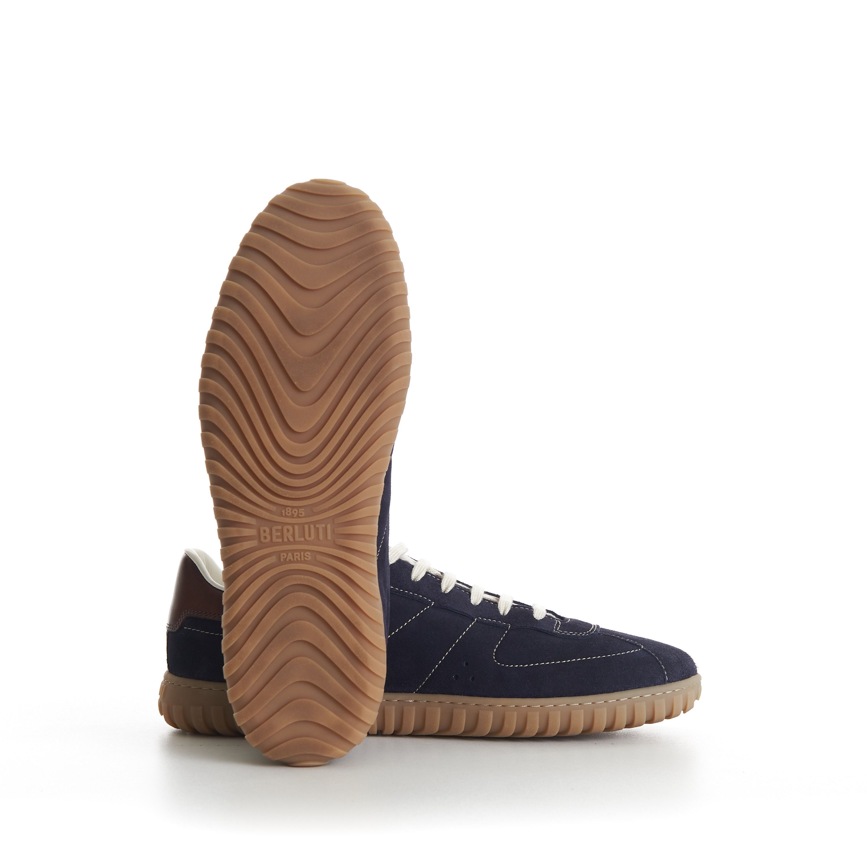 Berluti Navy Trainer Suede Sneaker - Scritto, Patina Leather Heel Size US 7 / EU 40 - 10 Thumbnail