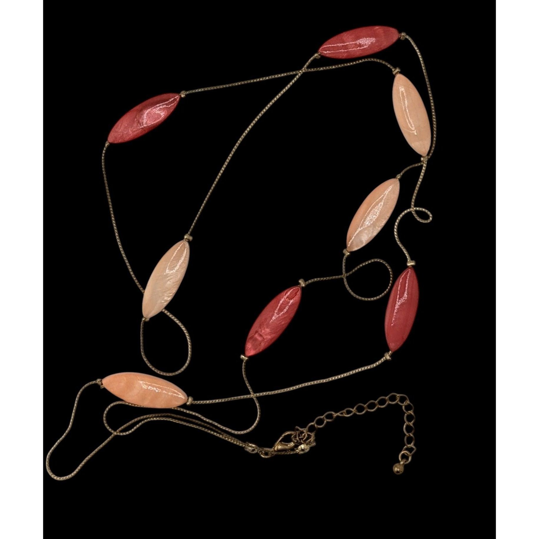 Other Vintage Mother Of Pearl Pink Dyed Station Necklace On Gold T Size ONE SIZE - 1 Thumbnail