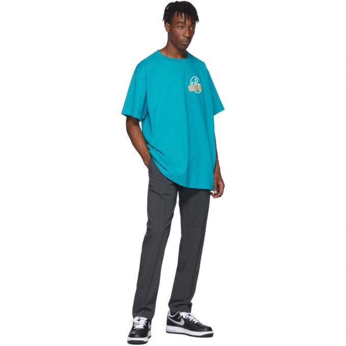 Off-White Blue and Beige Tape Arrows Logo Oversized T-Shirt Size US S / EU 44-46 / 1 - 4 Thumbnail