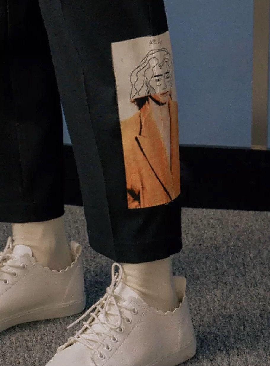 Other Black Cropped Pants w/ Artistic Print Patches – Size M Size 29" - 2 Thumbnail