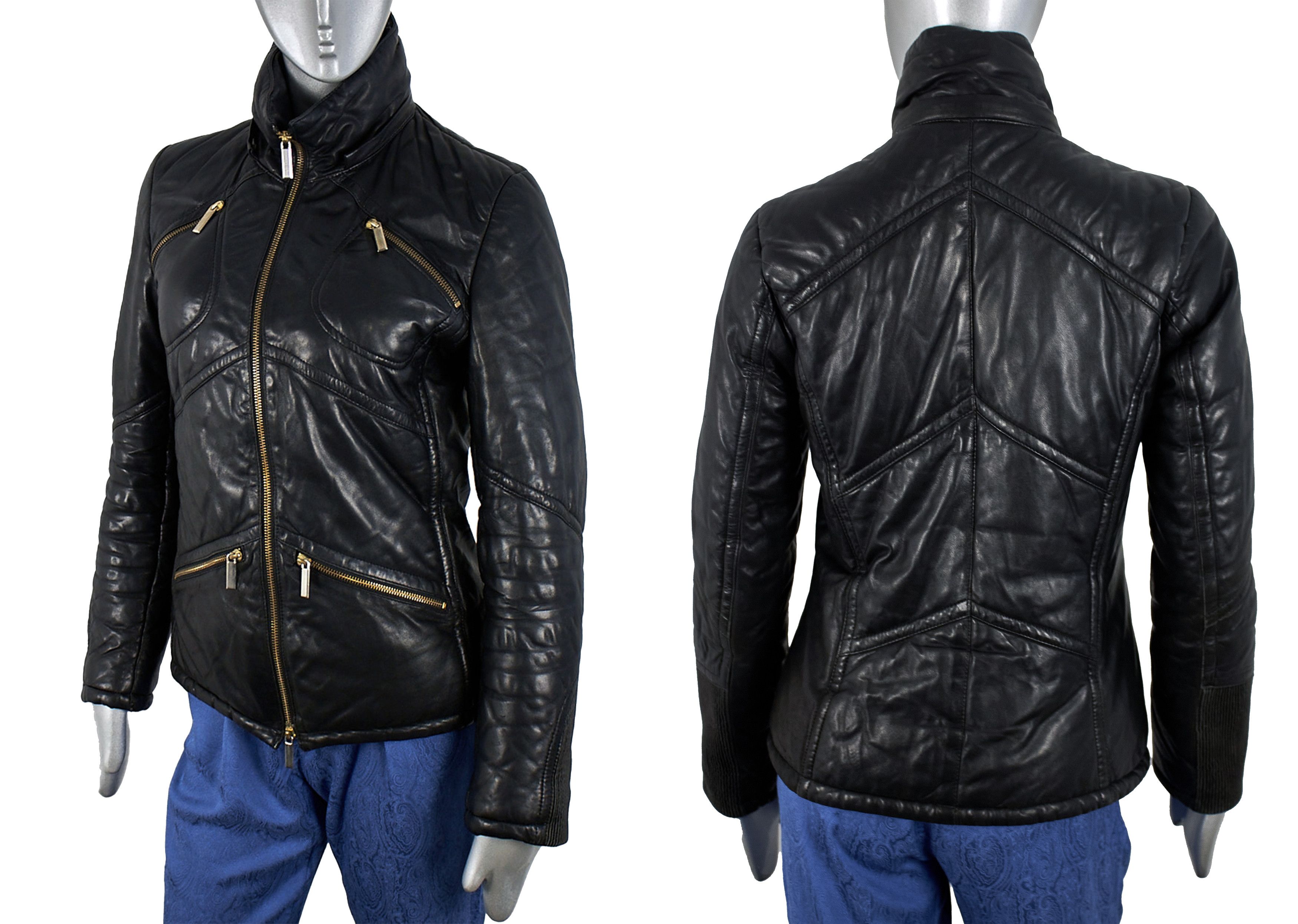 Y2K Italian leather down jacket Sergio Grazzini puffer