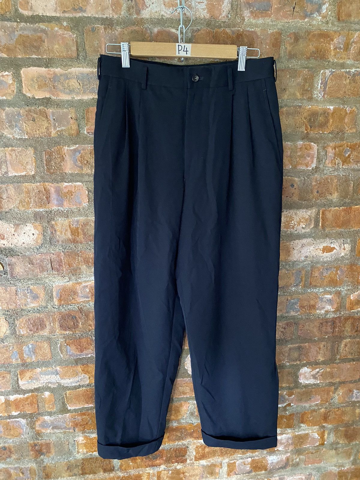 Comme des Garcons Homme Plus 1998 CDG Homme black wide baggy casual pants wool Size US 30 / EU 46 - 2 Thumbnail