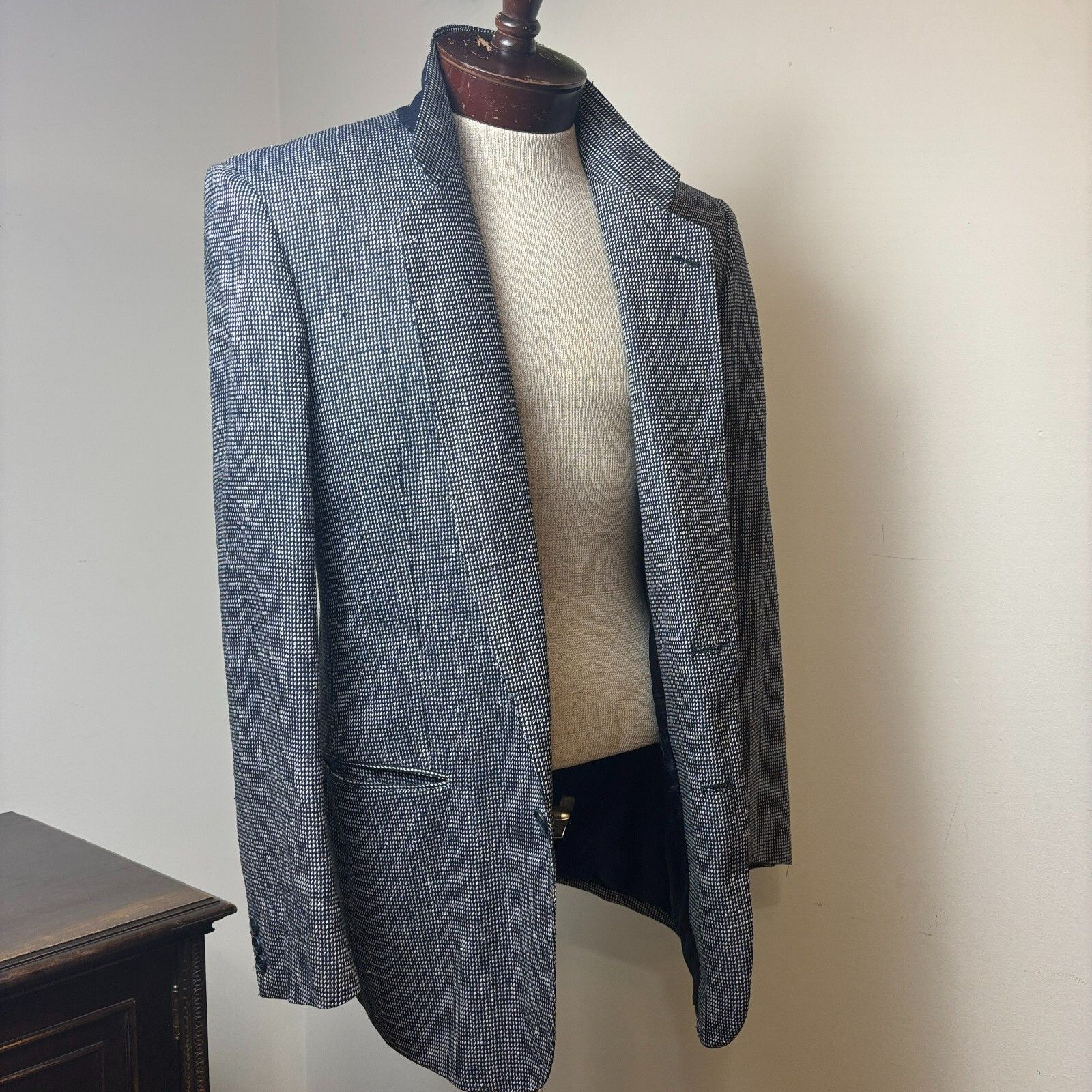 Other Louis Raphael Men's 37-38R Sport Coat Blazer Black White Sil Size 38R - 10 Thumbnail