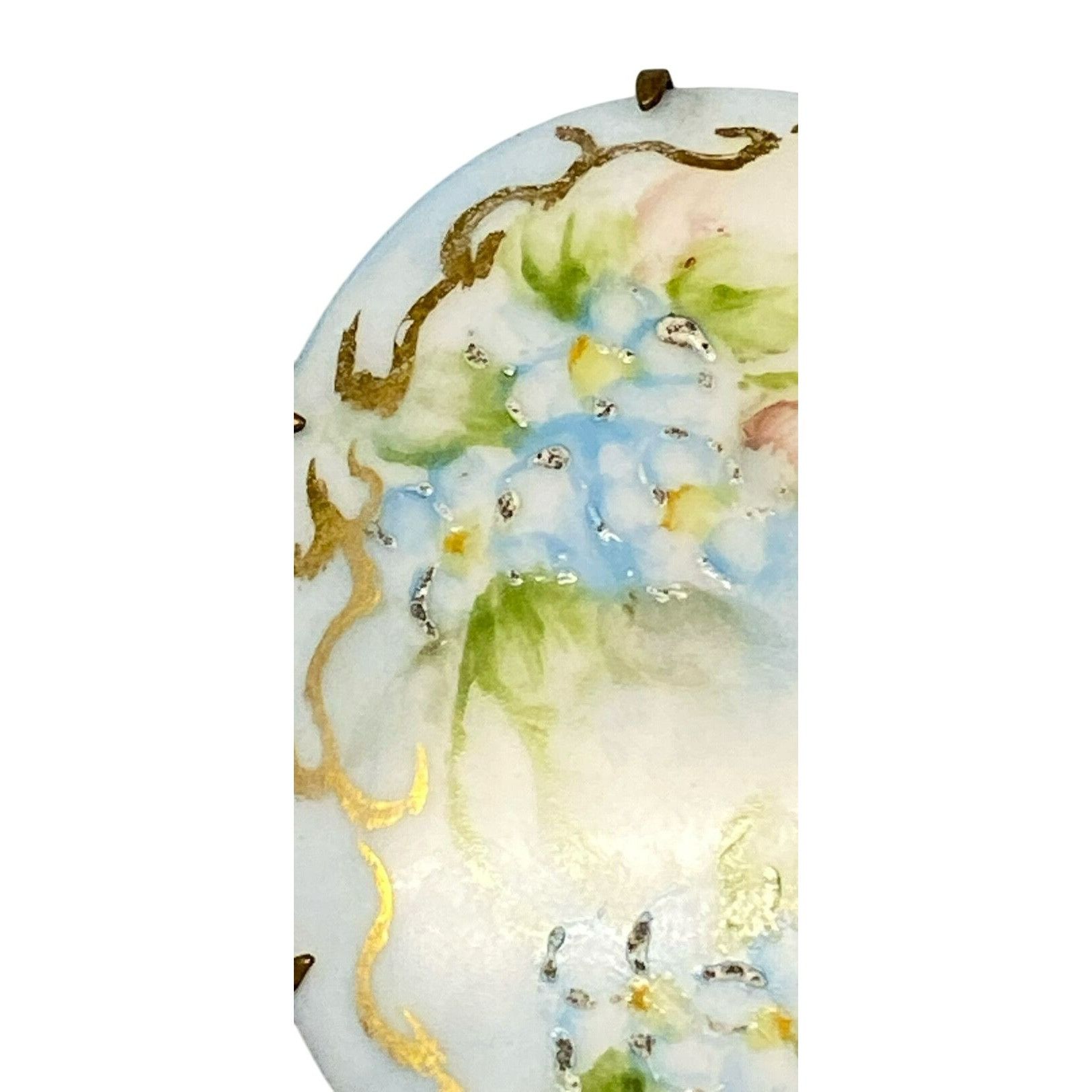 Other Antique Porcelain Over Brass Forget Me Not Brooch With Hand- Size ONE SIZE - 5 Thumbnail