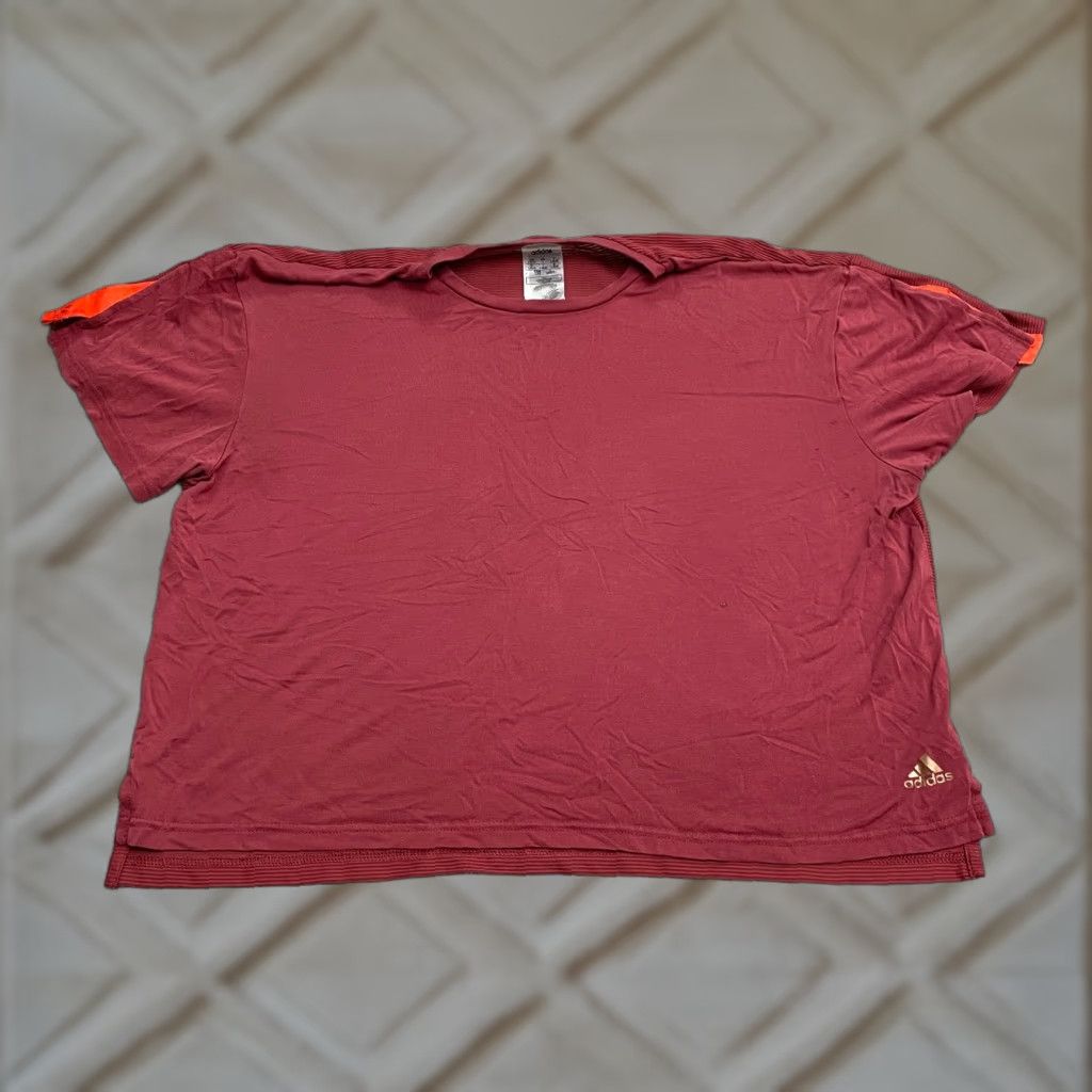 Adidas Adidas Active T-Shirt Womens Large Red Crew Neck Short Slit Sleeve Athletic Top Size L / US 10 / IT 46 - 1 Thumbnail