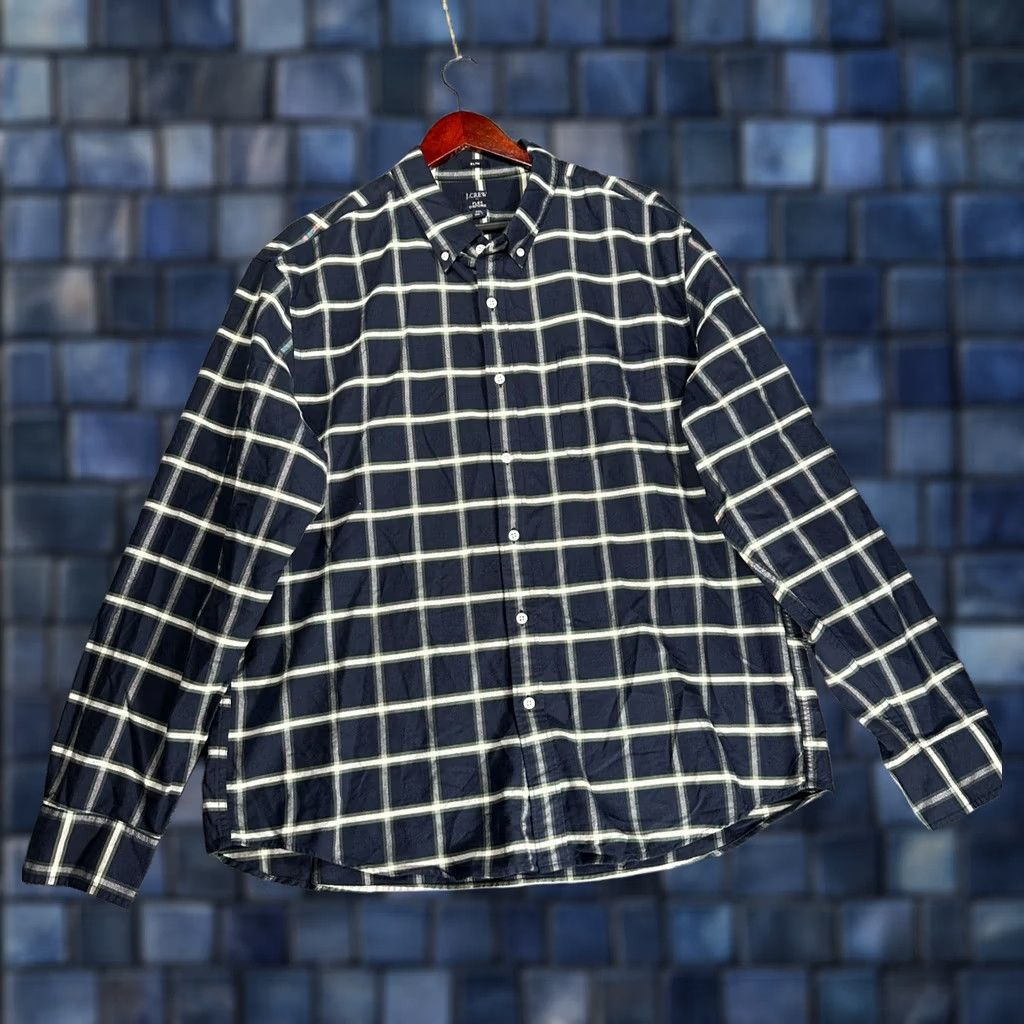 J.Crew J.CREW Shirt Mens XXL Slim Flex Oxford Blue White Cotton Plaid Button Down Pocket Casual Workwear Size US XXL / EU 58 / 5 - 1 Thumbnail
