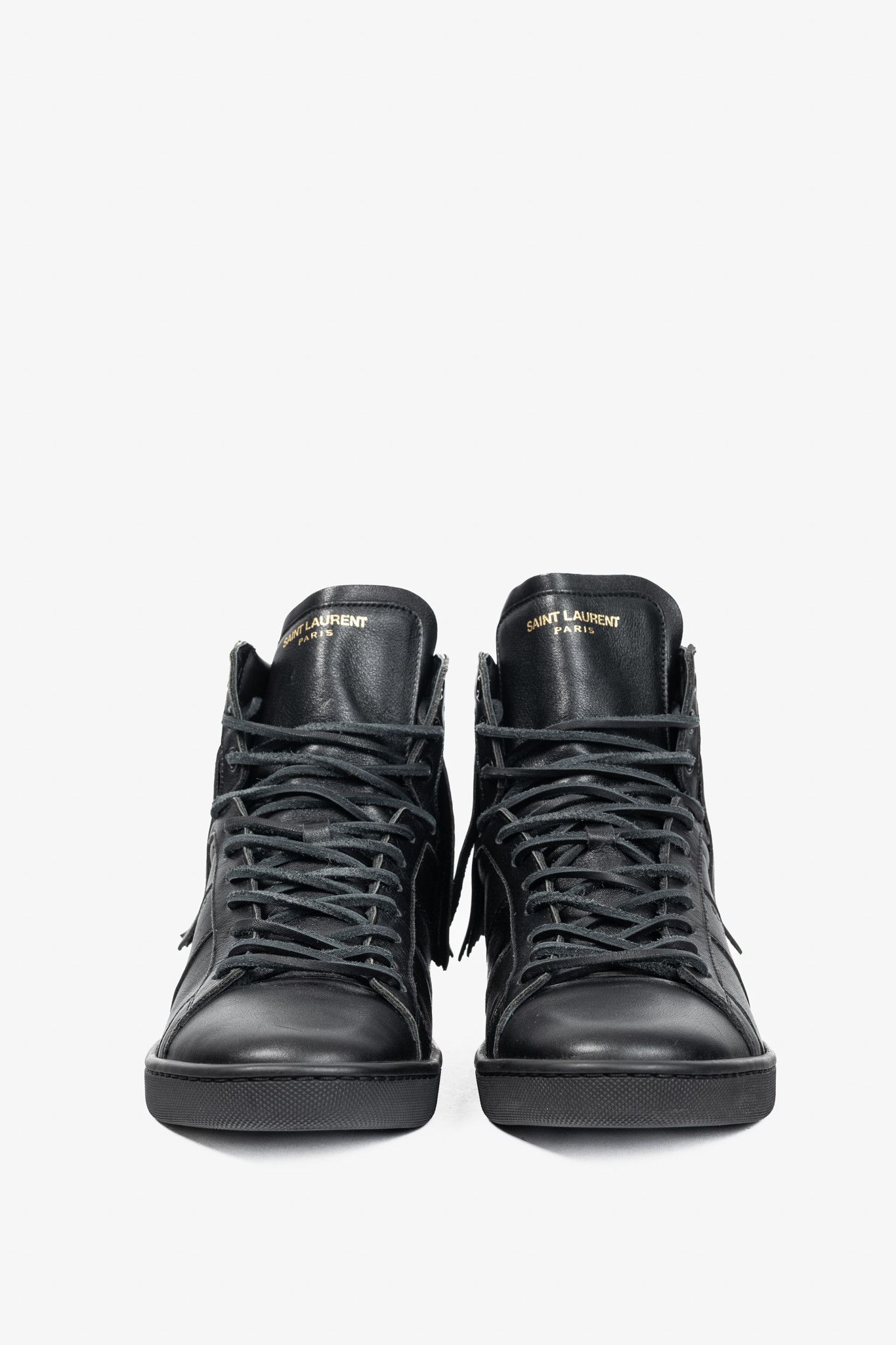 Saint Laurent Paris Saint Laurent SL/18H High Black Fringe High-Top Sneakers Size US 6 / EU 39 - 2 Thumbnail