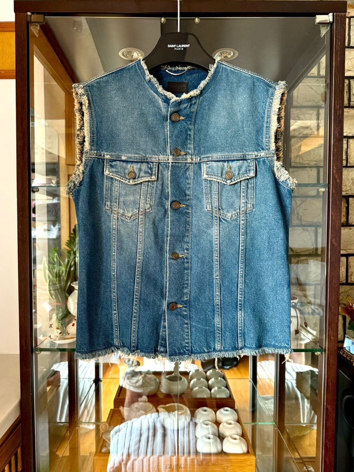 Saint Laurent Paris 15SS Runway Sleeveless Denim Jacket