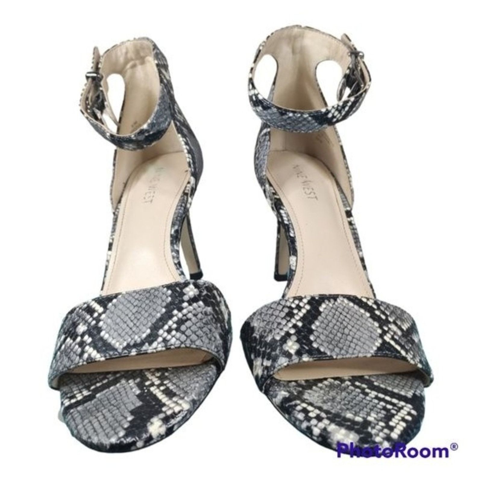 Nine West Nine West Open Toe Heels Size Gray & Black Size 8.5 Size US 8.5 / IT 38.5 - 3 Thumbnail