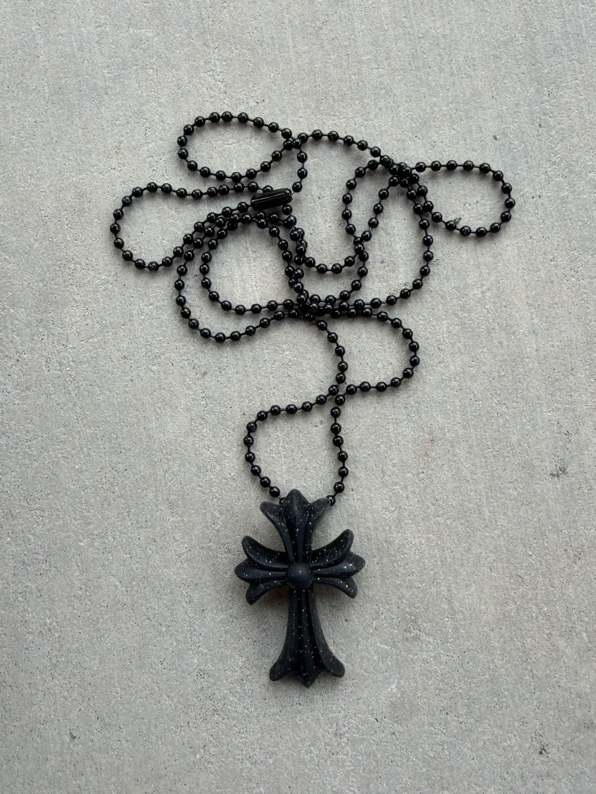 Chrome Hearts Chrome Hearts Silichrome Glitter Cross Necklace – Black Size ONE SIZE - 1 Thumbnail