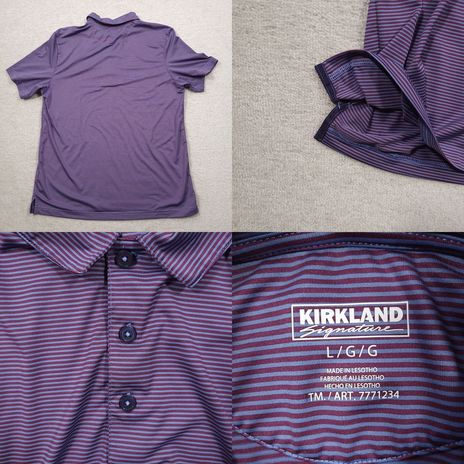 Vintage Kirkland Signature Polo Shirt Mens Large Performance Golf Short Sleeve Purple Size US L / EU 52-54 / 3 - 8 Thumbnail