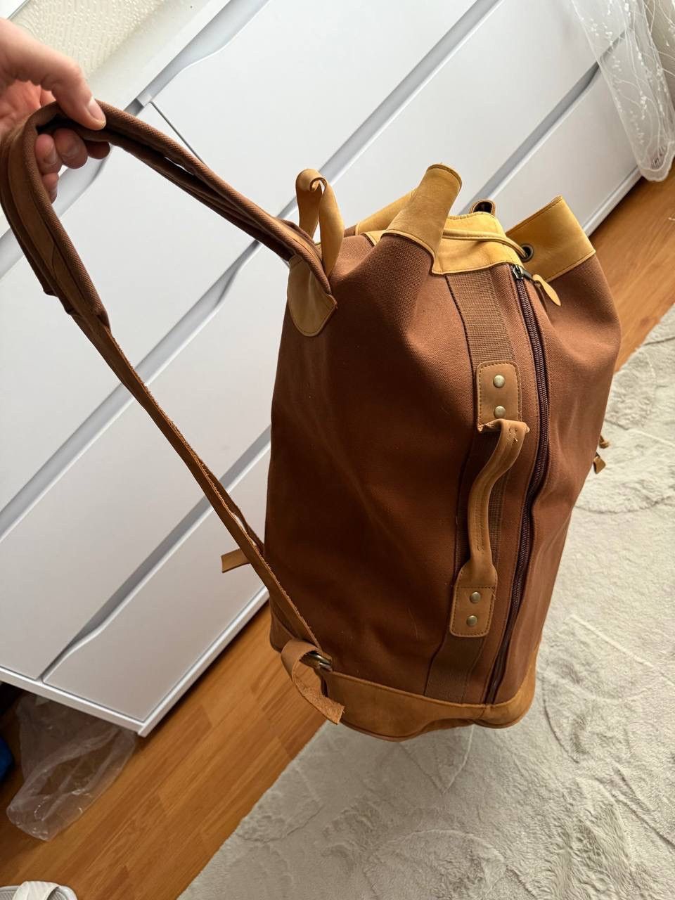 Marlboro Marlboro Brown Cotton Denim Backpack Bag With Leather insert Size ONE SIZE - 6 Thumbnail