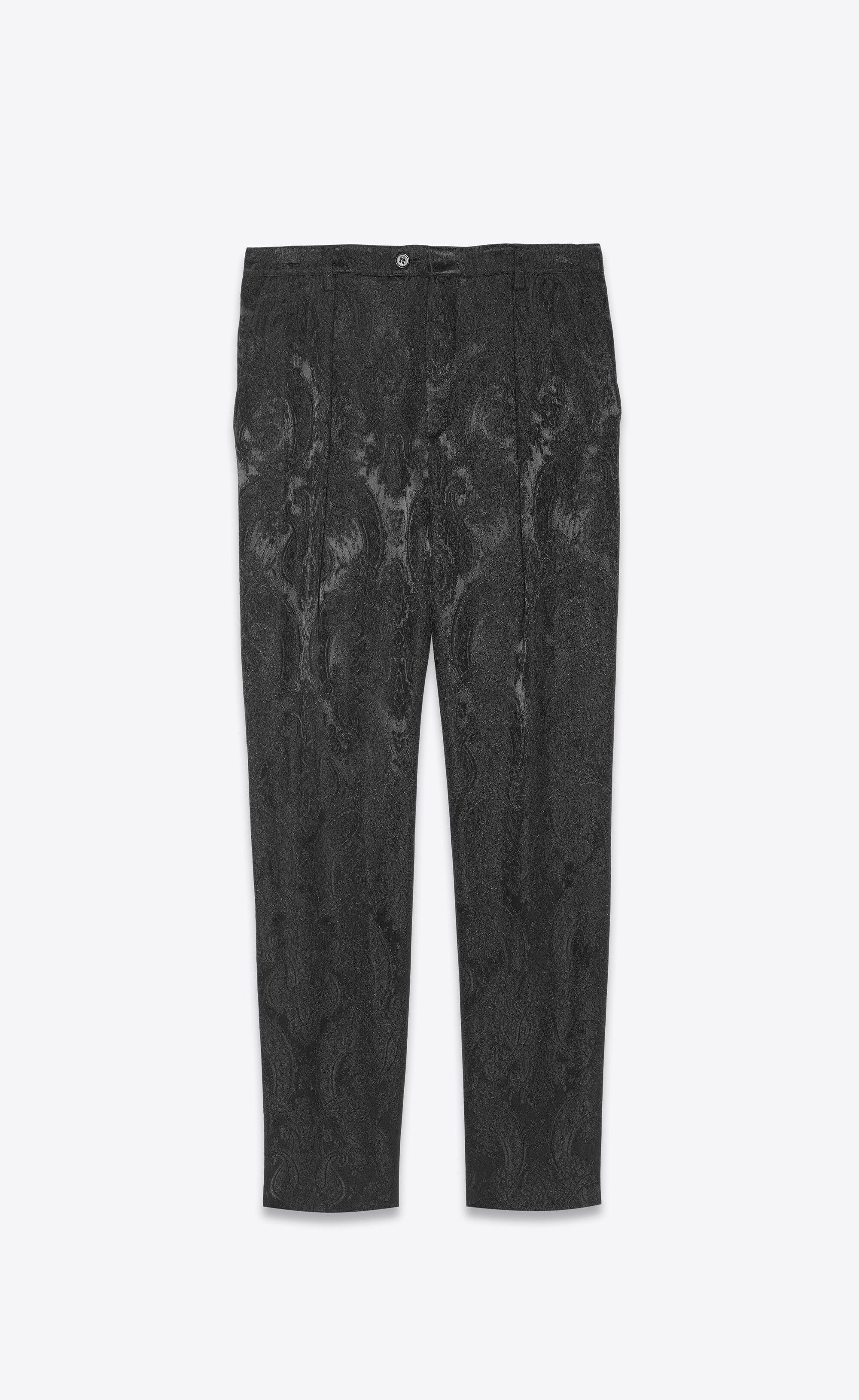 Saint Laurent Paris o1s1wg111124 High-Rise Pants Vintage Paisley Jacquard Black Size US 32 / EU 48 - 1 Thumbnail