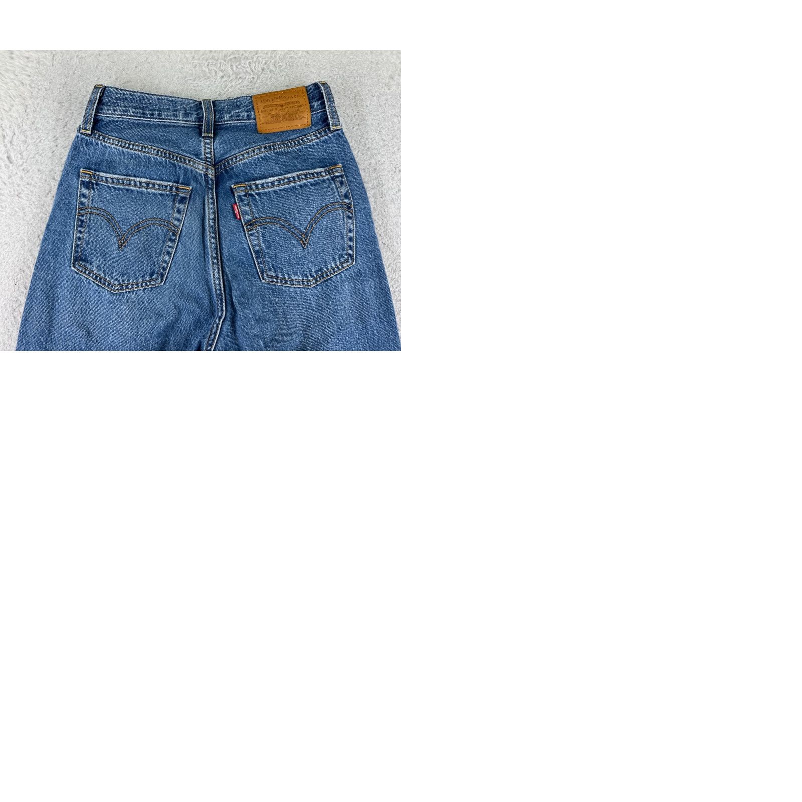 Levi's Levis Premium Jeans 24 Blue Denim Straight Ankle 22x23 Ribcage Big E Women Size 42" / US 20 - 12 Thumbnail