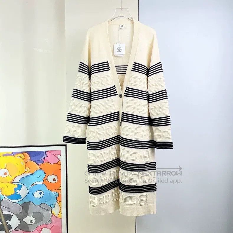 Hermes Hermes Pig Nose Striped Cashmere Cardigan Size XXS / US 00 / IT 34 - 2 Thumbnail