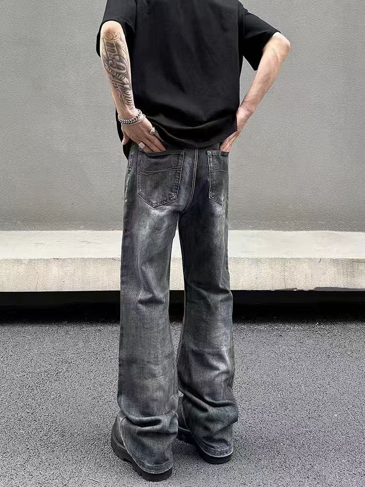 Japanese Brand × Jean High Street Ink Splash Straight Leg Micro Flare Jeans Size US 34 / EU 50 - 4 Thumbnail