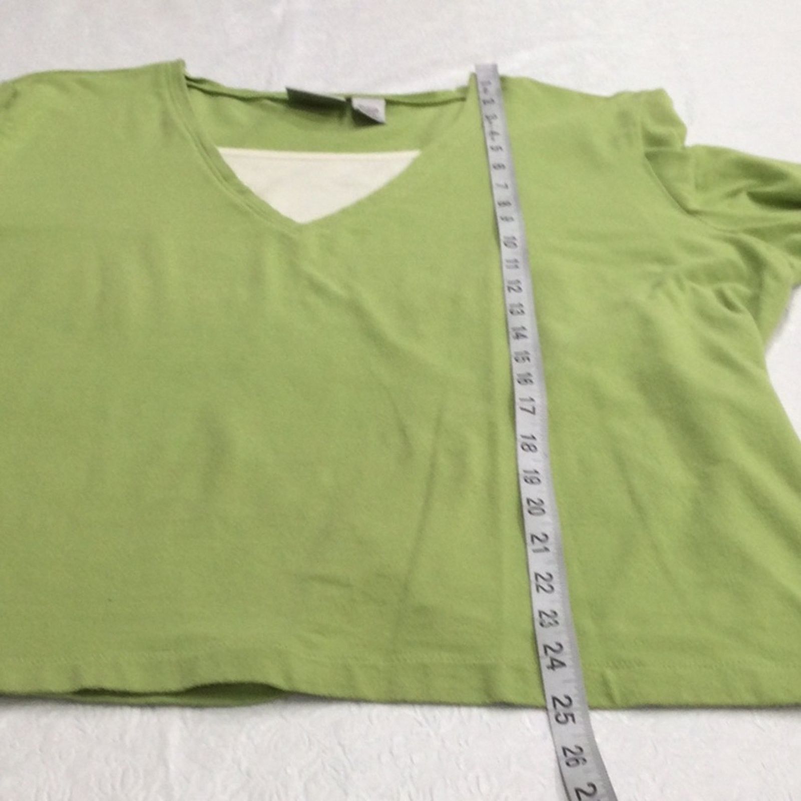 Chicos Chico's Green &White V-Neck 3/4 Sleeve Pullover Top 3/XL/16 Size XL / US 12-14 / IT 48-50 - 14 Thumbnail