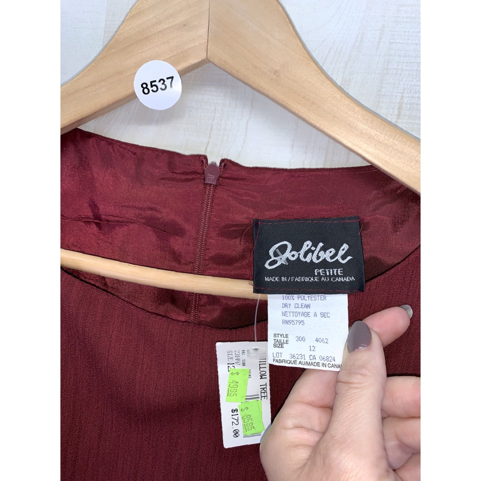 Vintage VINTAGE Jolibee Womens Sheath Burgundy Dress 12 Petite 1990s, Polyester, Original, Canada, Casual, 8537, Wine Size XL / US 12-14 / IT 48-50 - 3 Thumbnail