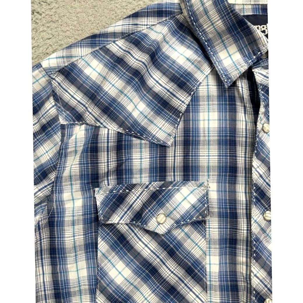 Wrangler Wrangler Button Up Shirt Adult Large Blue Plaid Short Sleeve Pockets Casual Mens Size US L / EU 52-54 / 3 - 7 Thumbnail