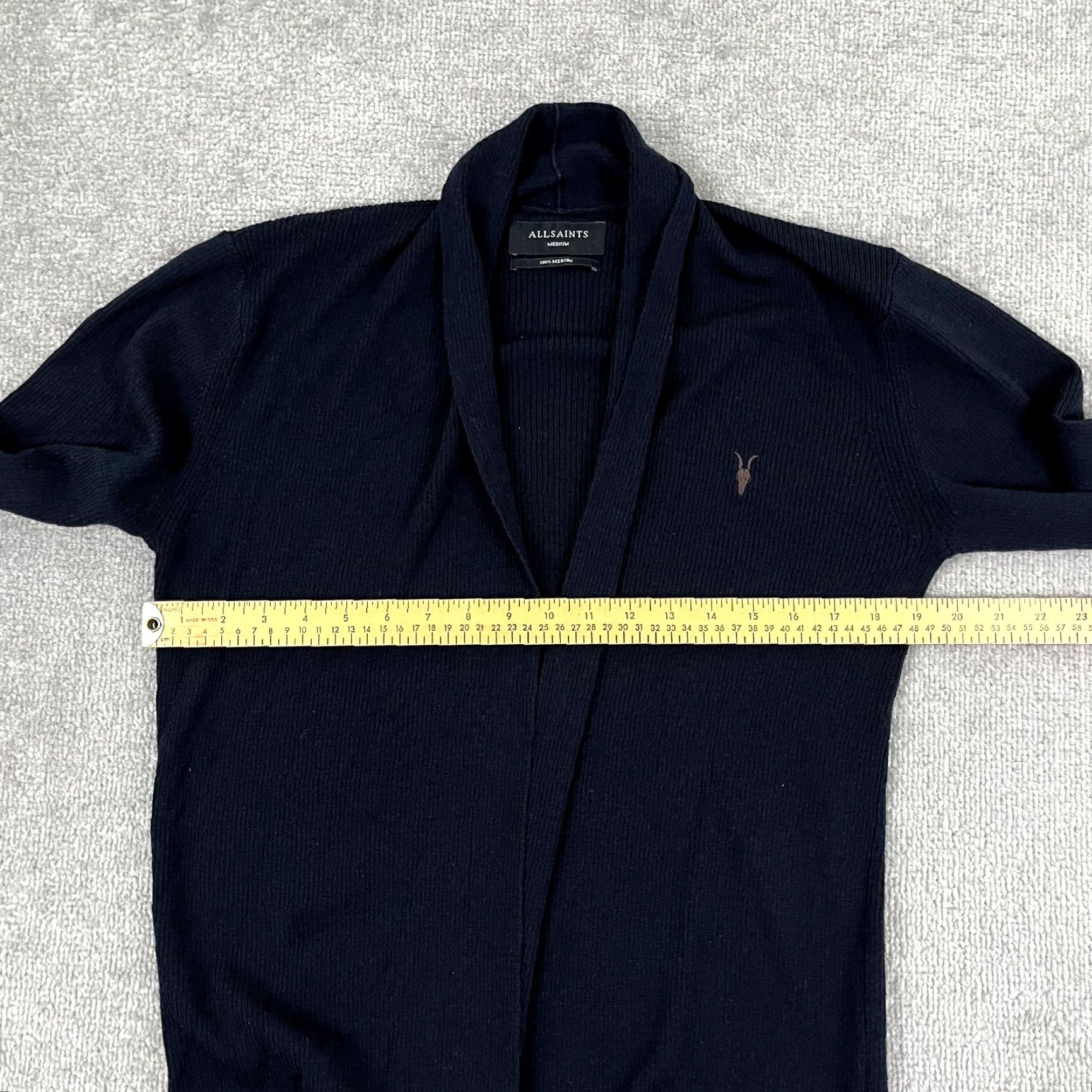 Allsaints ALLSAINTS Sweater Womens Medium Navy Blue Merino Wool Open Cardigan Pullover Size M / US 6-8 / IT 42-44 - 4 Thumbnail