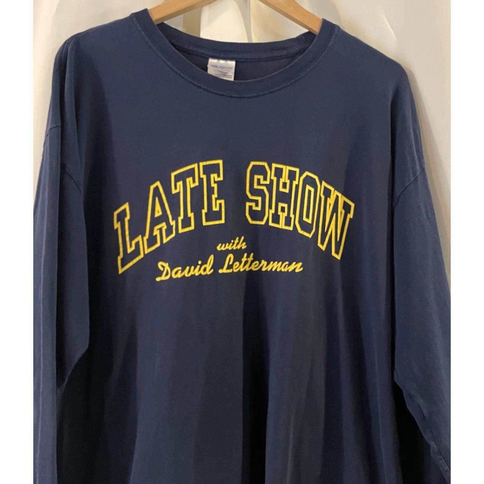 Gildan VINTAGE The Late Show David Letterman T Shirt Blue Long Sleeve XL Unisex Graphic Tee 2000s Sportswear/Beach Size US XL / EU 56 / 4 - 3 Thumbnail
