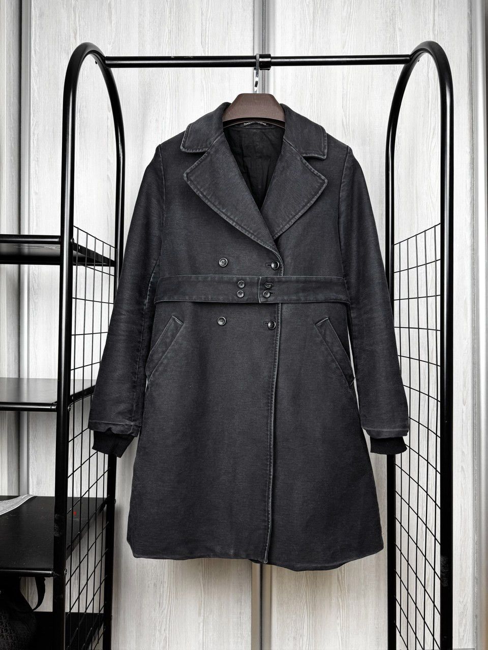 hannes roether hannes roether stone washed belted double-breasted coat sz S Size S / US 4 / IT 40 - 1 Thumbnail