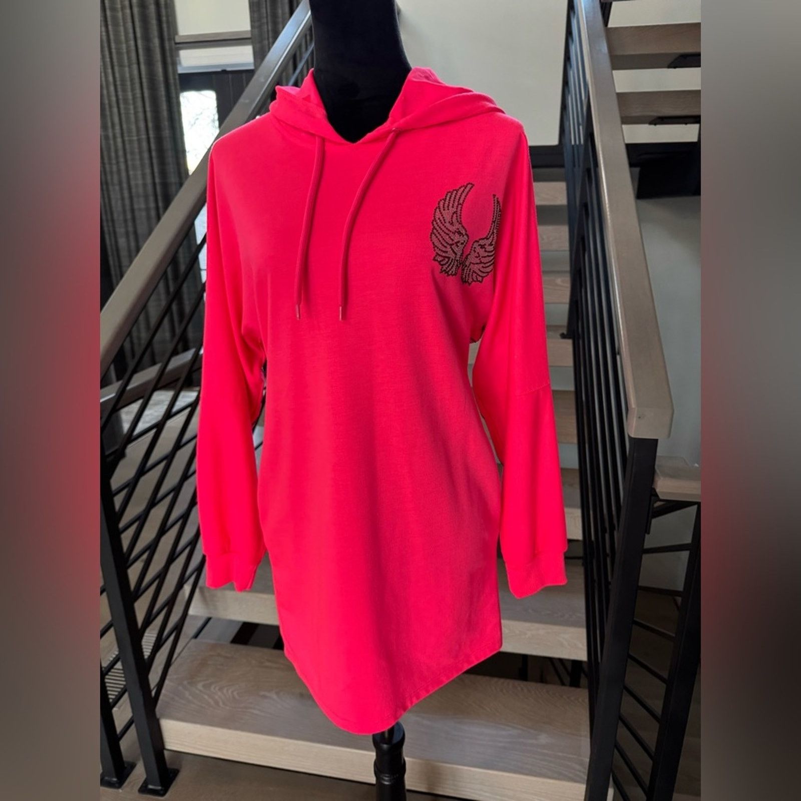Other New Hot Pink Hoodie Dress with pockets and Wing Design Size S / US 4 / IT 40 - 1 Thumbnail
