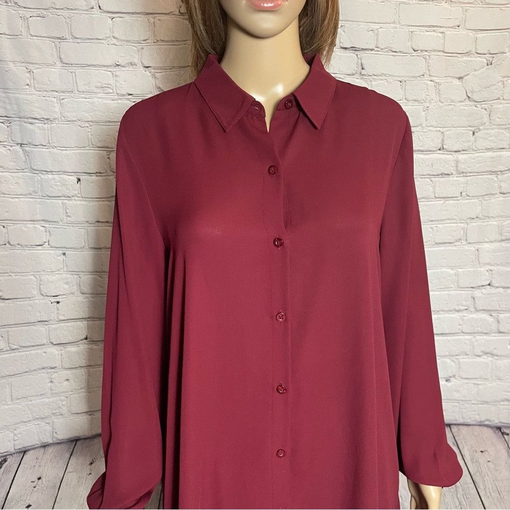 Other New Susan Graver Wine Long Sleeve Blouse Size 8 Size M / US 6-8 / IT 42-44 - 2 Thumbnail