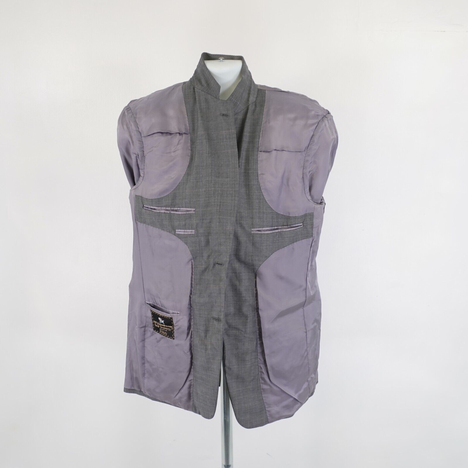 Hart Schaffner Marx Hart Schaffner Marx Gold Trumpeter Wool Gray Plaid W/ Blue W Size 42L - 15 Thumbnail