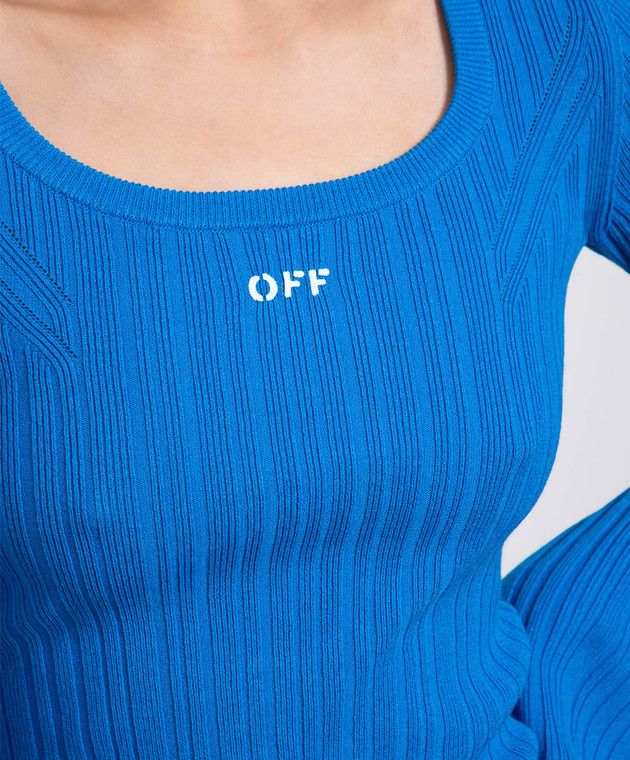 Off-White o1y1225 Round Collar Sweater in Azure Size XS / US 0-2 / IT 36-38 - 4 Thumbnail