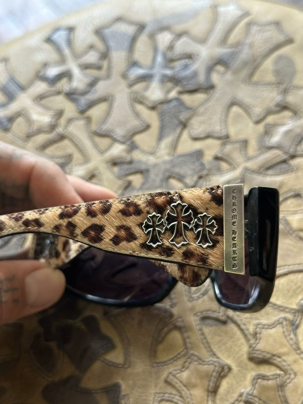 Chrome Hearts Chrome Hearts Pony Hair TRIPLE CROSS LEOPARD SUNGLASSES Size ONE SIZE - 1 Thumbnail