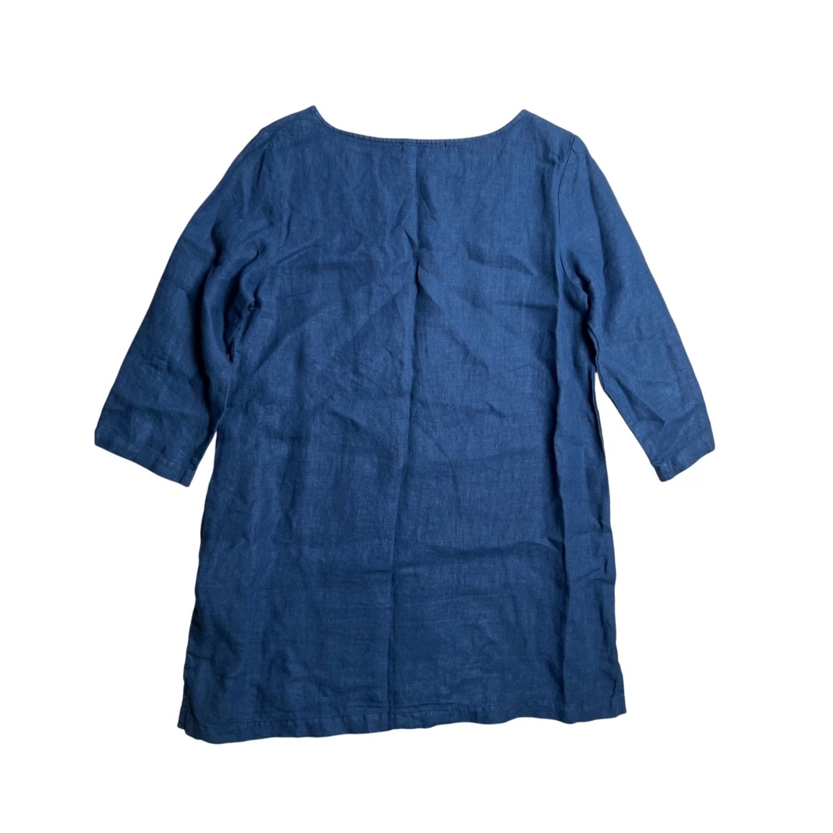Vintage VINTAGE Cut Loose 100% Linen Boxy Lagenlook Dress Tunic 3/4 Sleeves Blue Women’s Size S Women Shirt Size S / US 4 / IT 40 - 4 Thumbnail