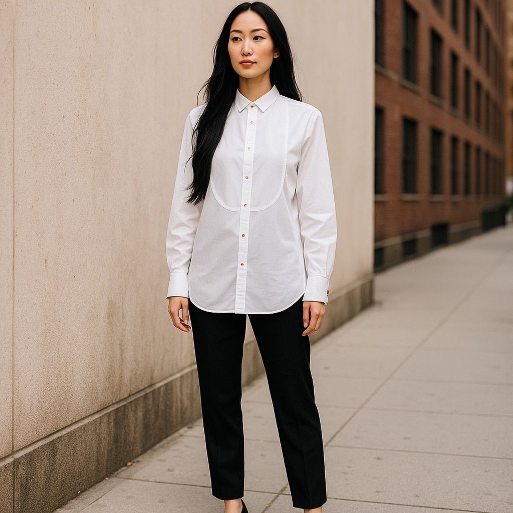 J.Crew J. Crew White Tuxedo Shirt Classic Cotton w/ black buttons Size M / US 6-8 / IT 42-44 - 1 Thumbnail