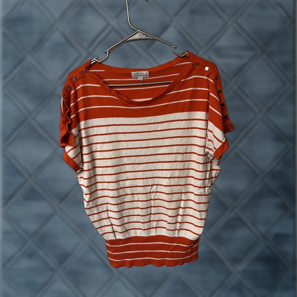 Vintage Joseph A. Women's Top Orange Striped With Gold Button Accents SIZE XL Size XL / US 12-14 / IT 48-50 - 1 Thumbnail
